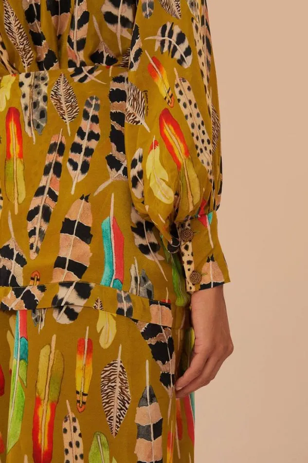Green Amazon Feathers Midi Dress Women FARM Rio Midi Dresses