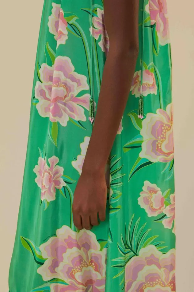 Green Floral Vibing Maxi Dress Women FARM Rio Maxi Dresses