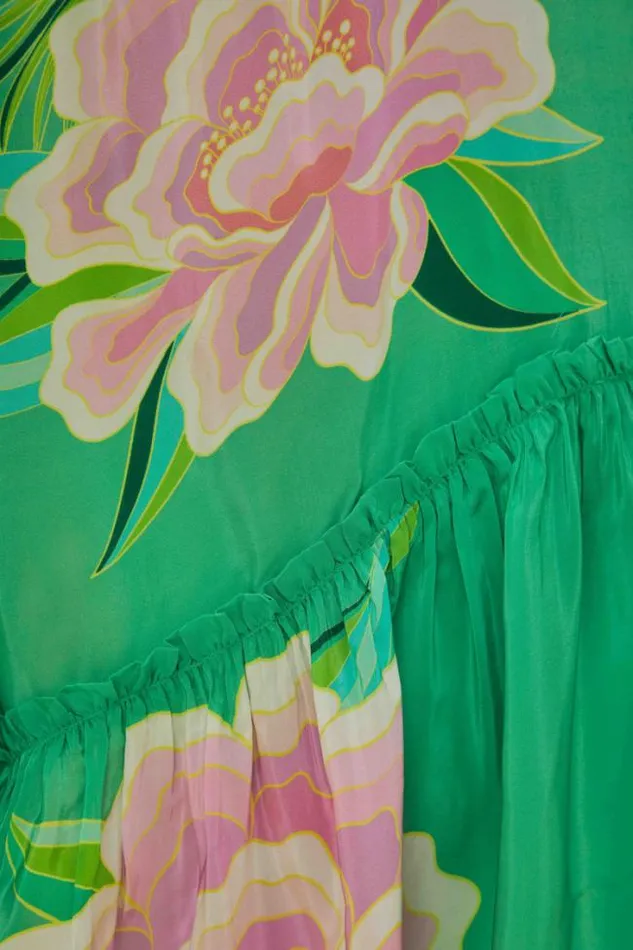 Green Floral Vibing Maxi Dress Women FARM Rio Maxi Dresses