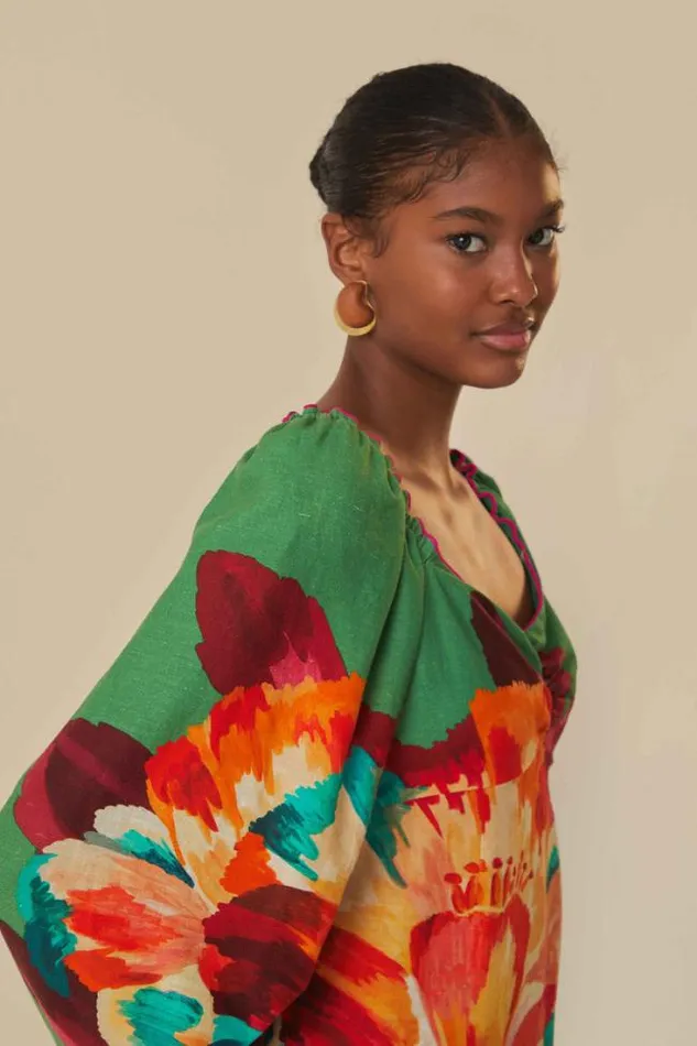 Green Tropicart Mini Dress Women FARM Rio Mini Dresses