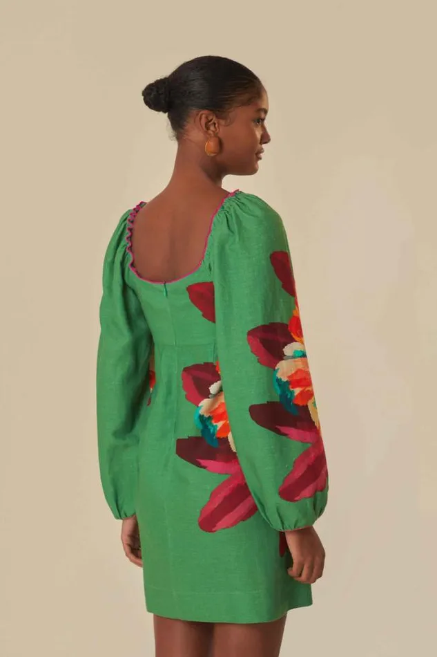 Green Tropicart Mini Dress Women FARM Rio Mini Dresses