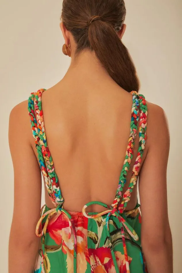 Green Tropicart Sleeveless Midi Dress Women FARM Rio Midi Dresses