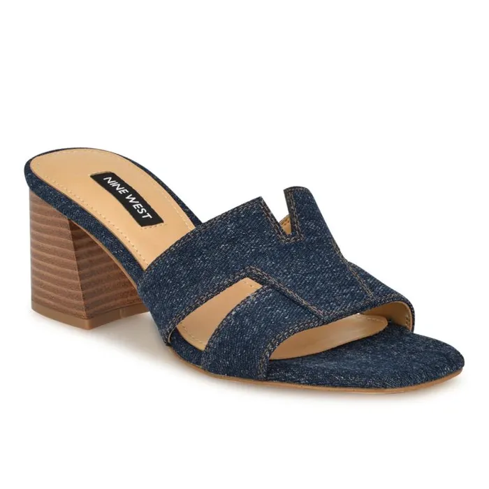 Griselda Block Heel Sandals Denim Women Nine West Heels Griselda Block Heel Sandals Denim Women Nine West Heels