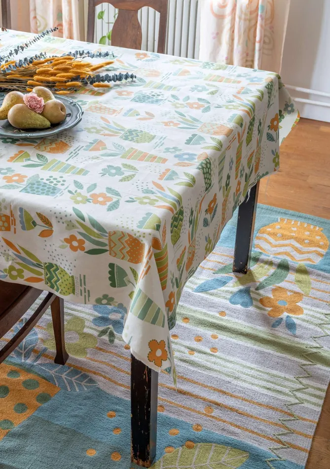 Gudrun Sjdn Flower Bed Embroidered Rug In Organic Cotton Women Carpets