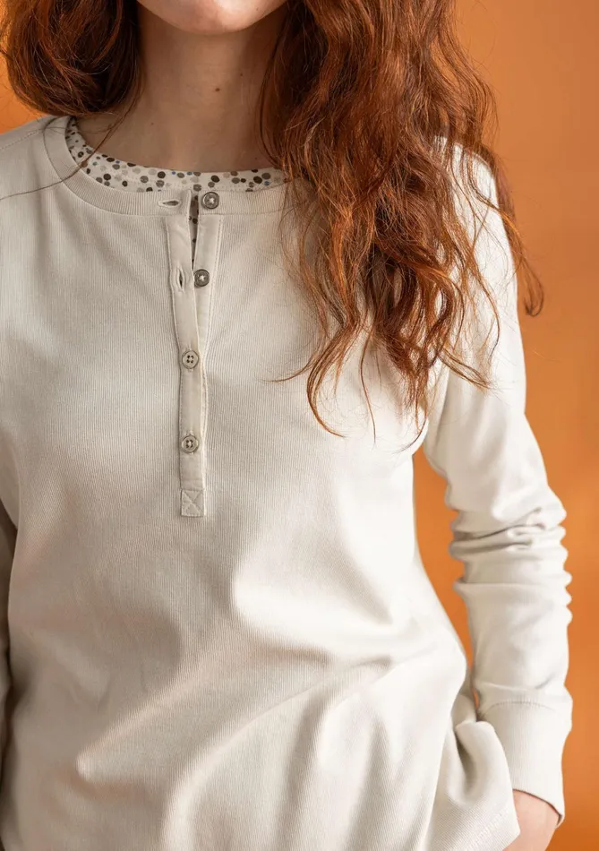 Gudrun Sjdn Henley Shirt In Organic Ribbed Cotton Women Tops and Shirts