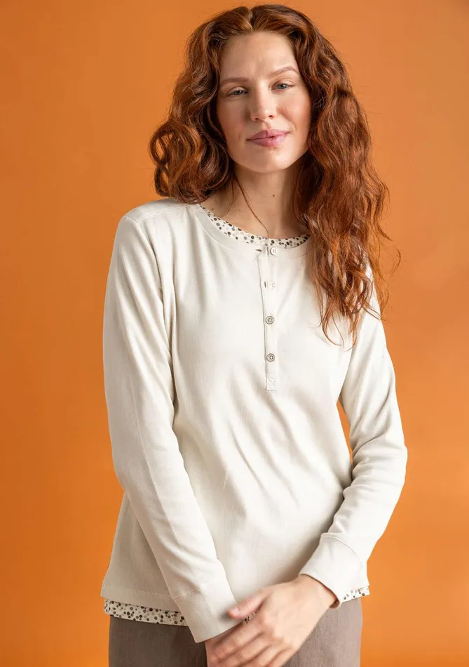 Gudrun Sjdn Henley Shirt In Organic Ribbed Cotton Women Tops and Shirts