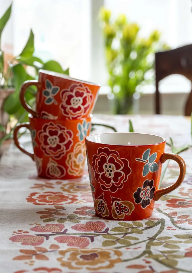 Gudrun Sjdn Wild Rose Ceramic Teacup Women Kitchen and Dining Area
