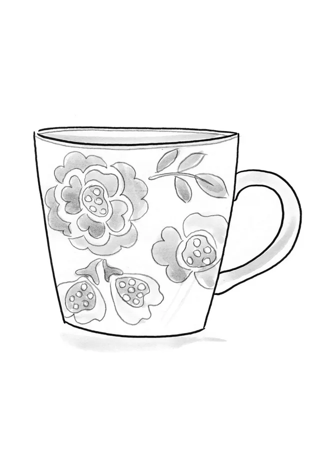 Gudrun Sjdn Wild Rose Ceramic Teacup Women Kitchen and Dining Area