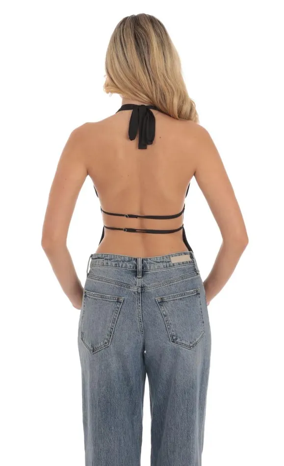 Halter Open Back Top Black Women LUCY IN THE SKY Tops Halter Open Back Top Black Women LUCY IN THE SKY Tops