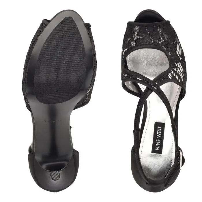Hanya Peep Toe Platform Pumps Black Lace Women Nine West Heels Hanya Peep Toe Platform Pumps Black Lace Women Nine West Heels