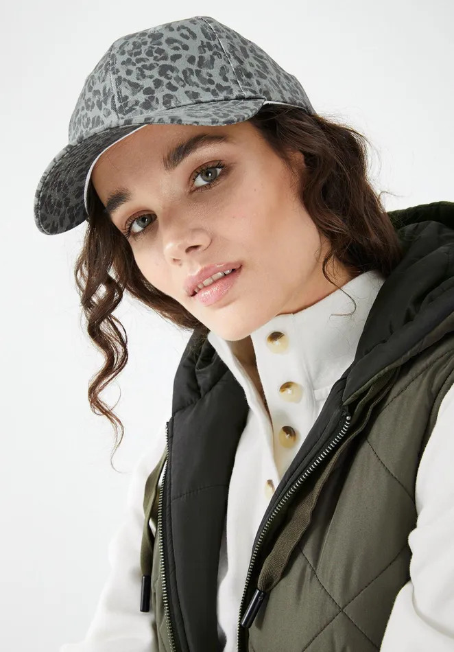 Hats Women Hush Birdie Baseball Cap Layered Leopard Khaki