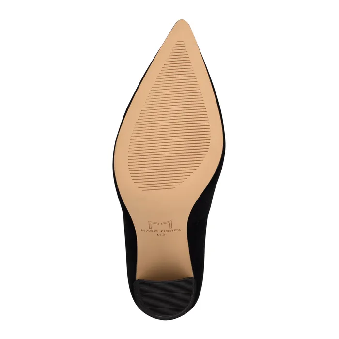 Heels and Pumps Abilene Block Heel Pointy Toe Pump Black Suede Marc Fisher Women