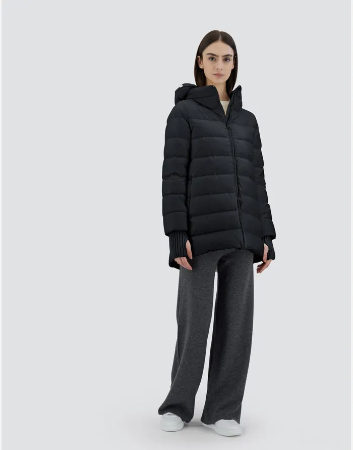 Herno ASHAPE JACKET IN NYLON CHAMONIX Black Women Long Down Jackets