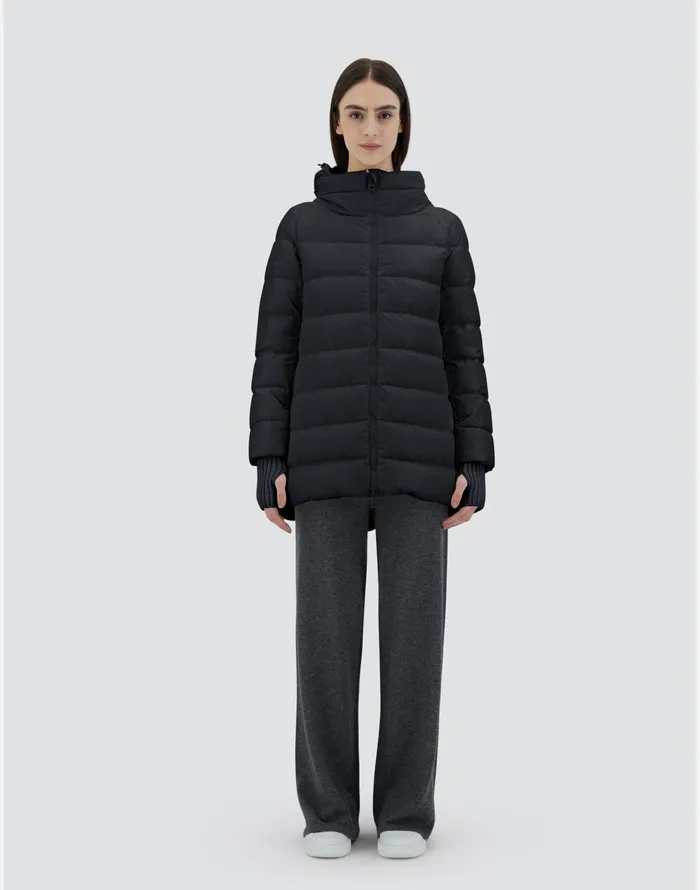 Herno ASHAPE JACKET IN NYLON CHAMONIX Black Women Long Down Jackets