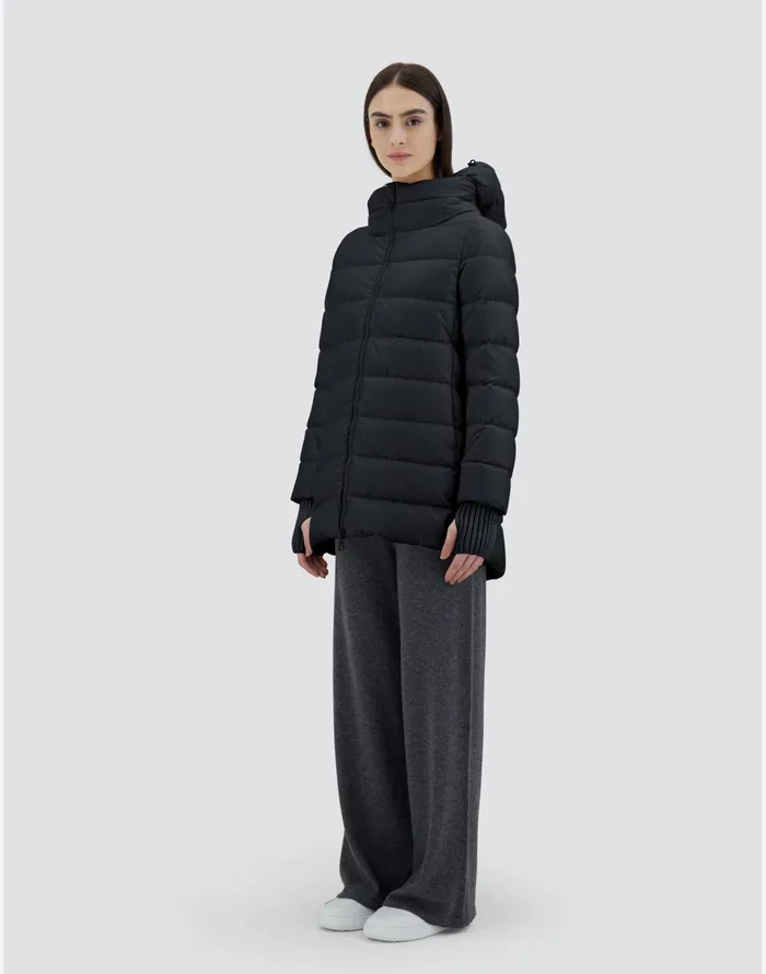 Herno ASHAPE JACKET IN NYLON CHAMONIX Black Women Long Down Jackets