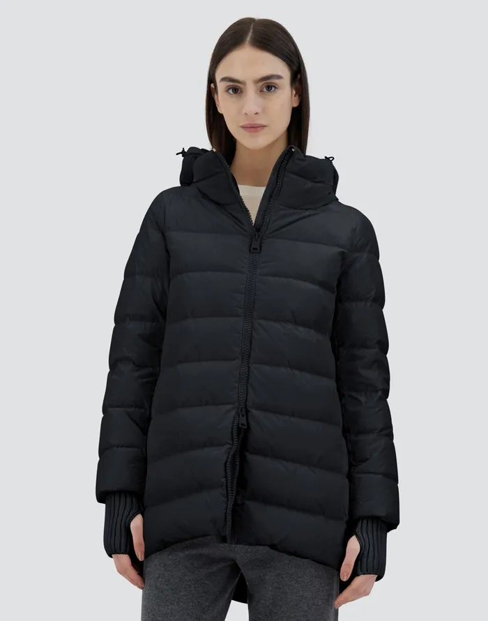 Herno ASHAPE JACKET IN NYLON CHAMONIX Black Women Long Down Jackets