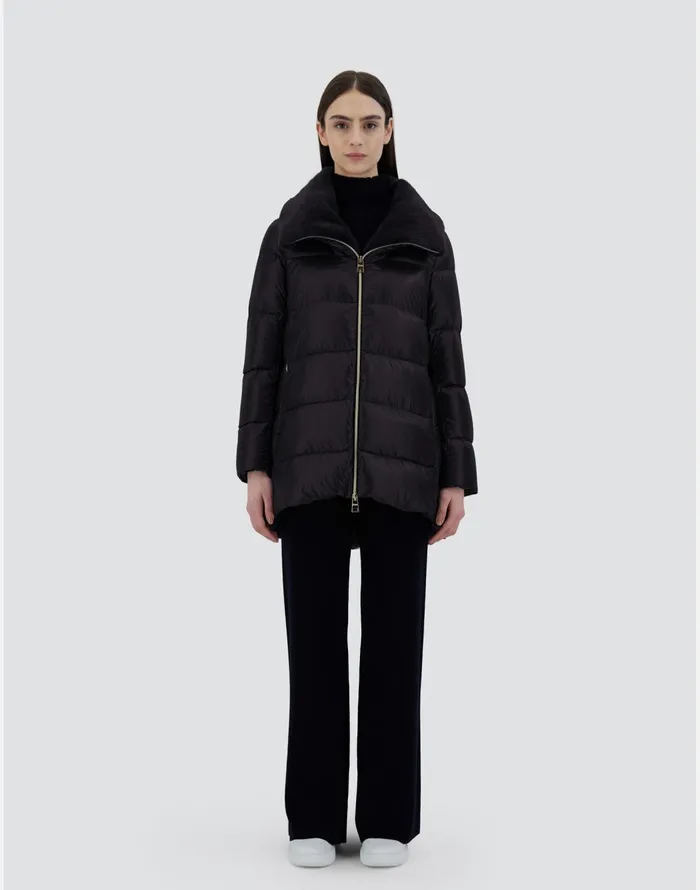 Herno ASHAPE JACKET IN NYLON ULTRALIGHT AND NEW LADY FAUX FUR Black Women Long Down Jackets