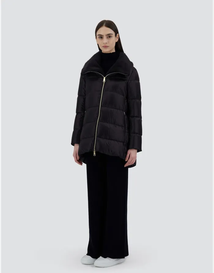Herno ASHAPE JACKET IN NYLON ULTRALIGHT AND NEW LADY FAUX FUR Black Women Long Down Jackets