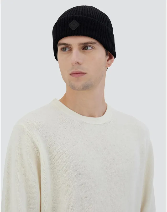Herno BEANIE IN ENDLESS RIB Black Men Hats
