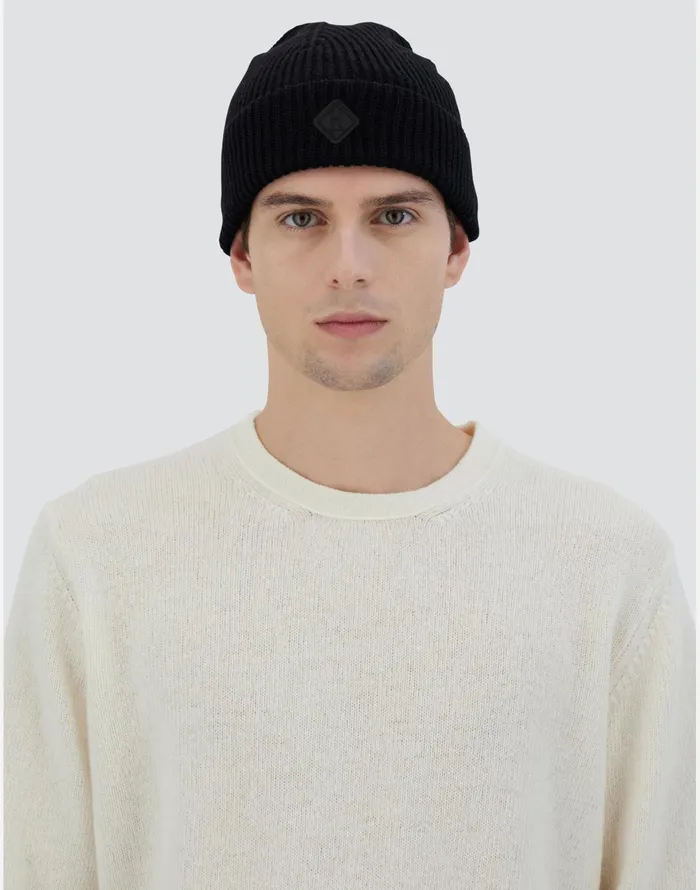 Herno BEANIE IN ENDLESS RIB Black Men Hats