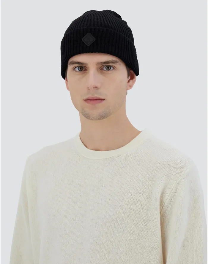 Herno BEANIE IN ENDLESS RIB Black Men Hats