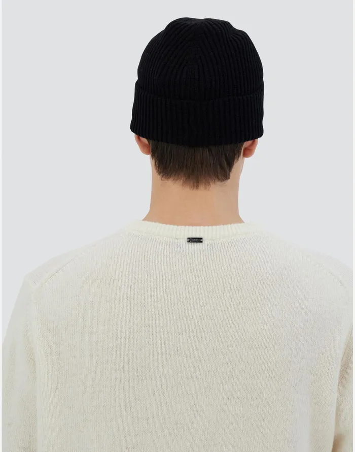 Herno BEANIE IN ENDLESS RIB Black Men Hats