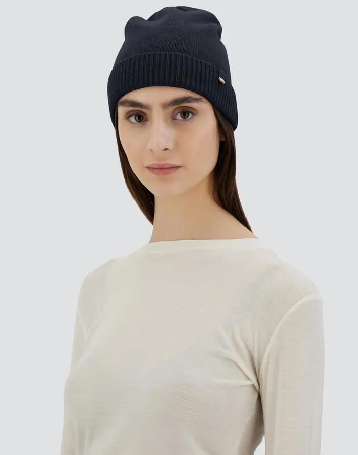 Herno BEANIE IN WOOL Navy Blue Women Hats