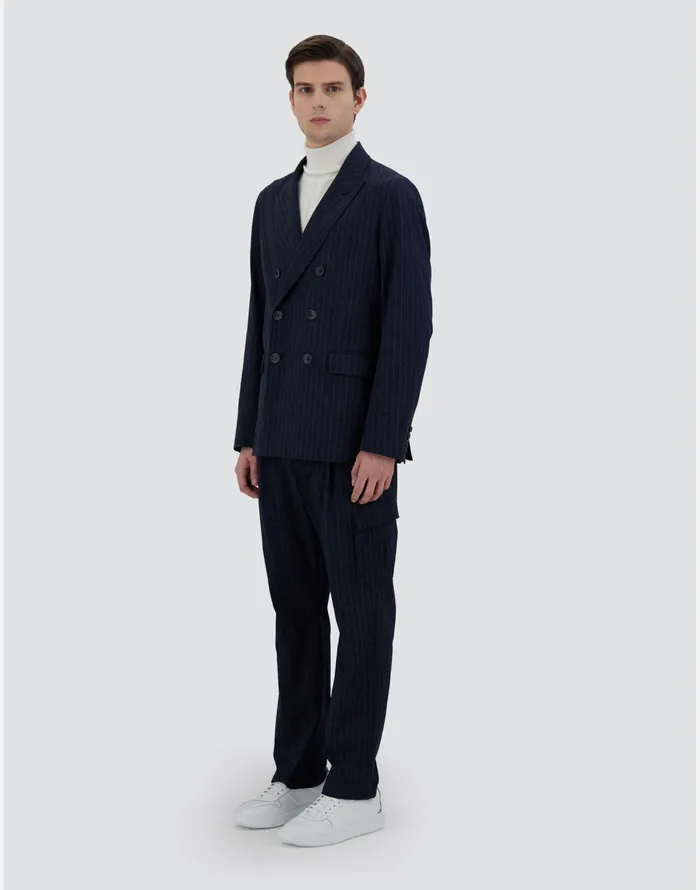 Herno BLAZER IN LIGHTPINSTRIPE Navy Blue Men Blazers