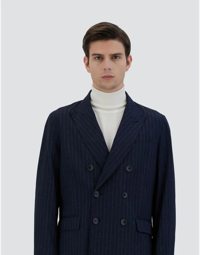Herno BLAZER IN LIGHTPINSTRIPE Navy Blue Men Blazers
