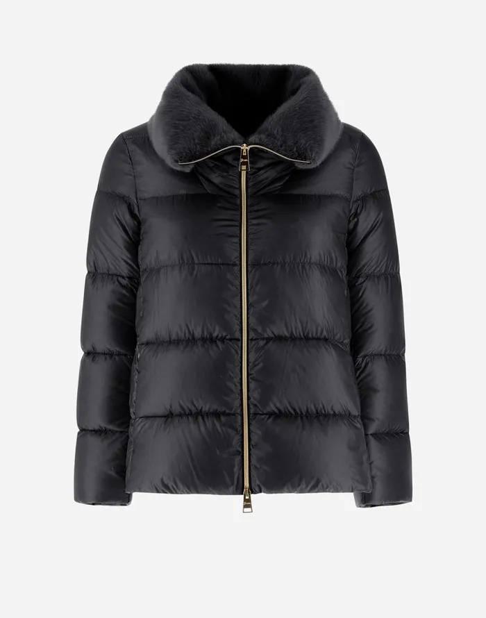 Herno BOMBER JACKET IN NYLON ULTRALIGHT AND NEW LADY FAUX FUR Black Women Bomber