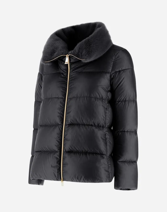 Herno BOMBER JACKET IN NYLON ULTRALIGHT AND NEW LADY FAUX FUR Black Women Bomber