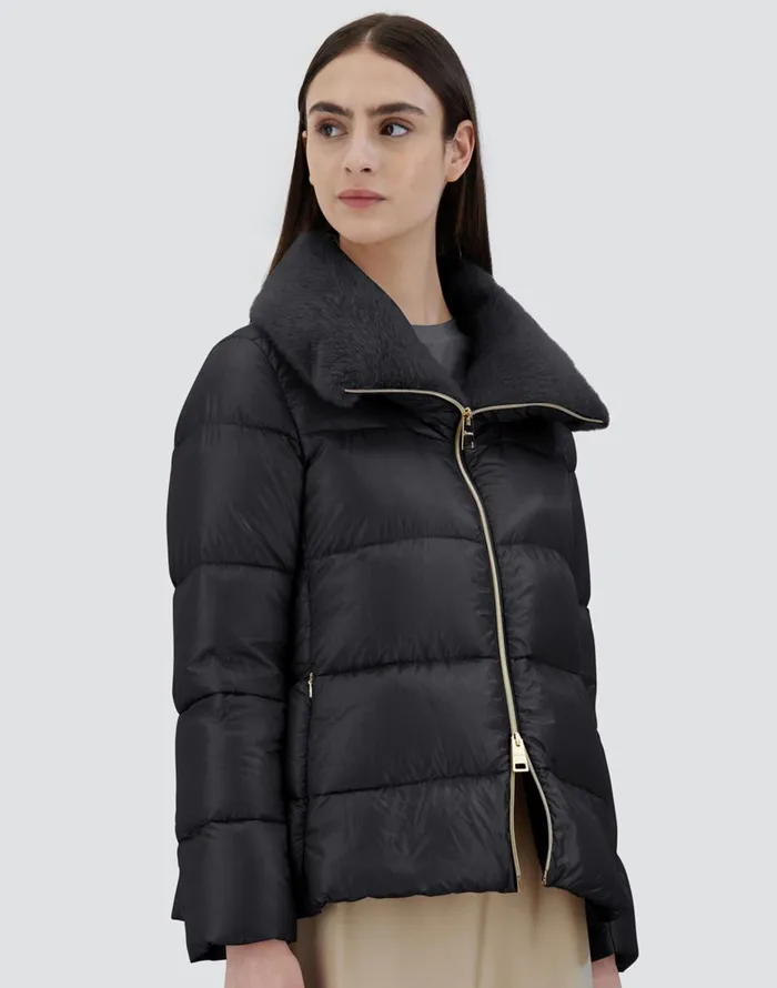 Herno BOMBER JACKET IN NYLON ULTRALIGHT AND NEW LADY FAUX FUR Black Women Bomber