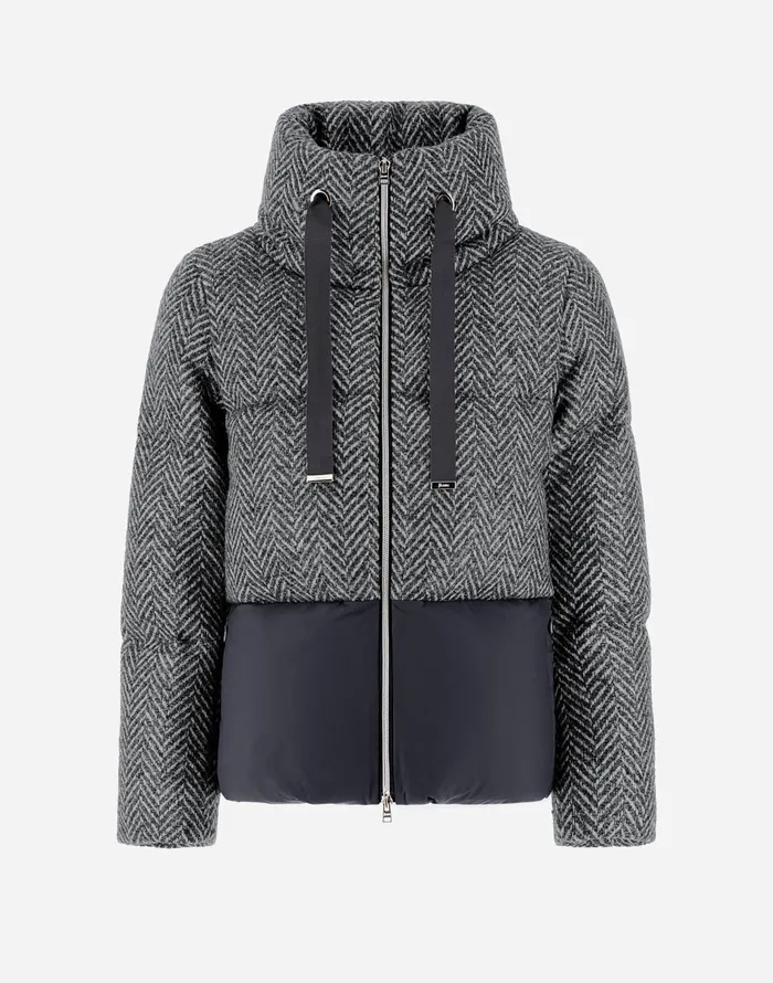 Herno CAPE IN LAMINATED HERRINGBONE AND ECOAGE Grey Women Capes