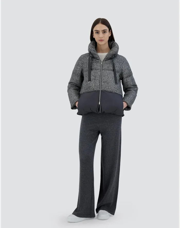 Herno CAPE IN LAMINATED HERRINGBONE AND ECOAGE Grey Women Capes