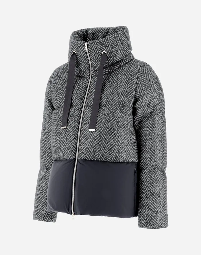 Herno CAPE IN LAMINATED HERRINGBONE AND ECOAGE Grey Women Capes