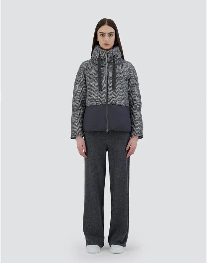 Herno CAPE IN LAMINATED HERRINGBONE AND ECOAGE Grey Women Capes