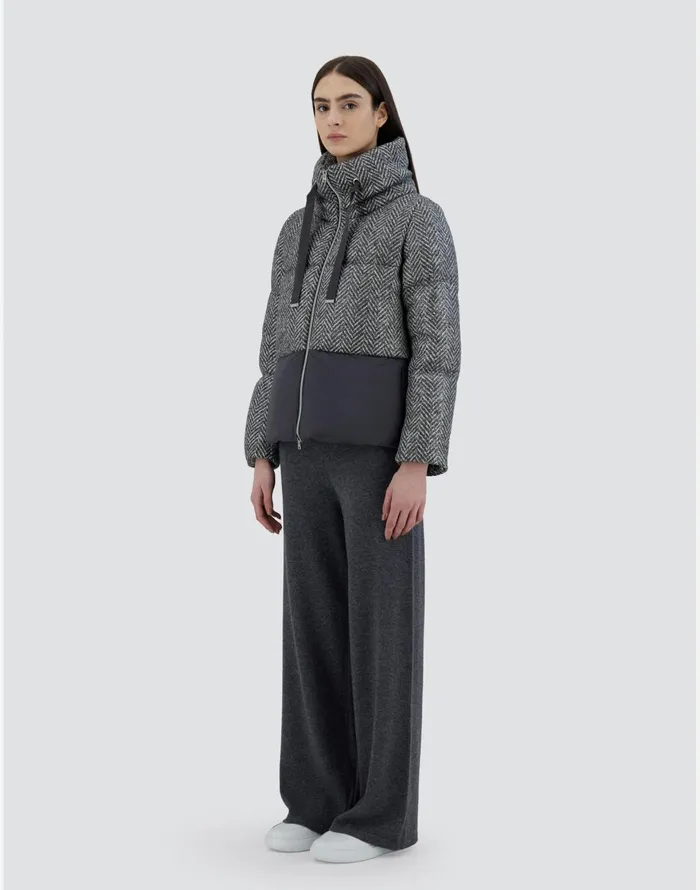Herno CAPE IN LAMINATED HERRINGBONE AND ECOAGE Grey Women Capes