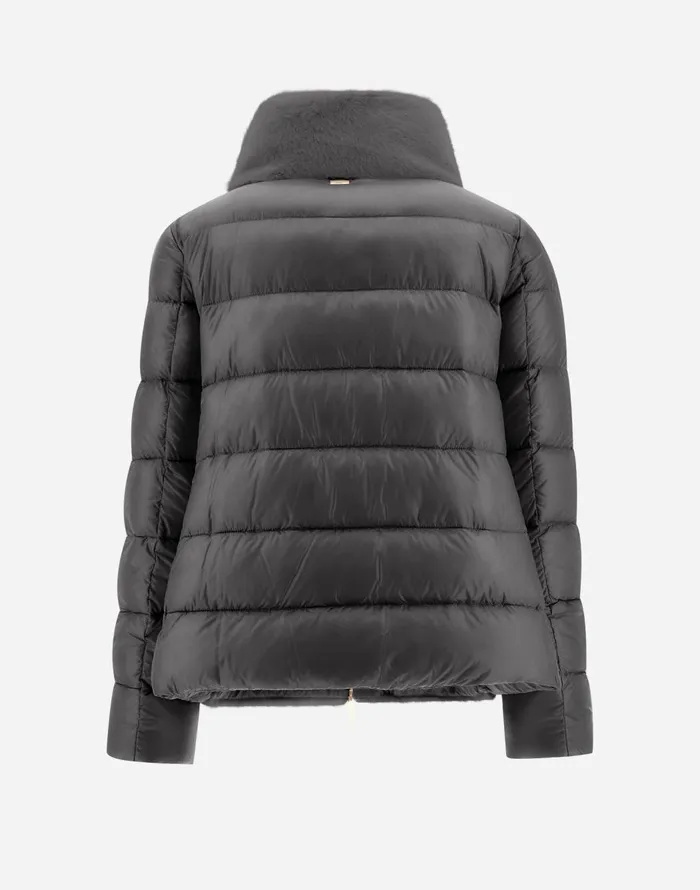 Herno CAPE IN NYLON ULTRALIGHT AND NEW LADY FAUX FUR Grey Women Parka and Jackets