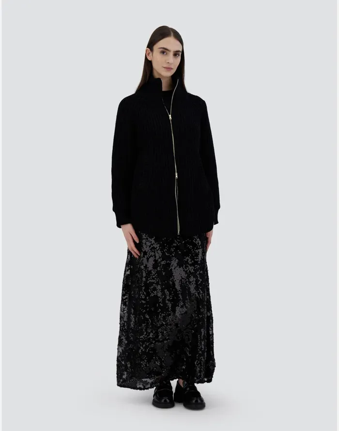 Herno CARDIGAN IN INFINITY WOOL AND NYLON ULTRALIGHT Black Women Sweaters and Cardigan