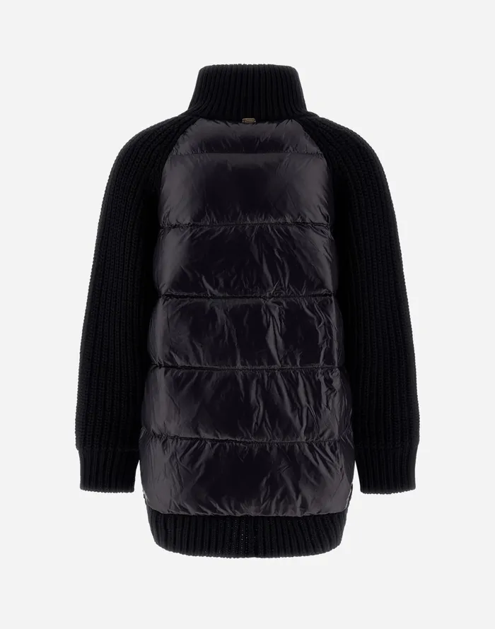 Herno CARDIGAN IN INFINITY WOOL AND NYLON ULTRALIGHT Black Women Sweaters and Cardigan