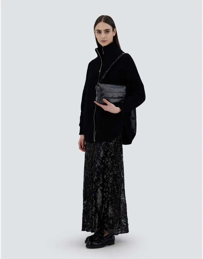 Herno CARDIGAN IN INFINITY WOOL AND NYLON ULTRALIGHT Black Women Sweaters and Cardigan