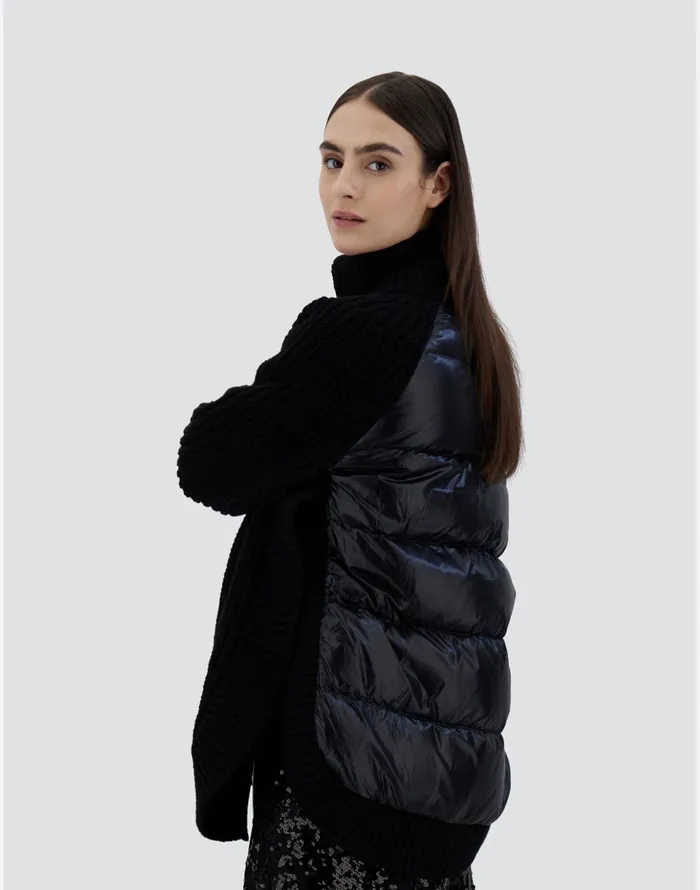 Herno CARDIGAN IN INFINITY WOOL AND NYLON ULTRALIGHT Black Women Sweaters and Cardigan