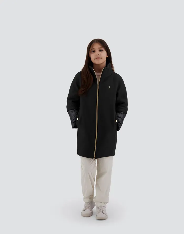Herno COAT IN ECOWOOL AND NYLON ULTRALIGHT Black Kids Clothing