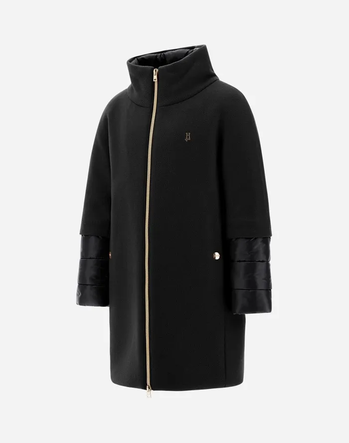 Herno COAT IN ECOWOOL AND NYLON ULTRALIGHT Black Kids Clothing