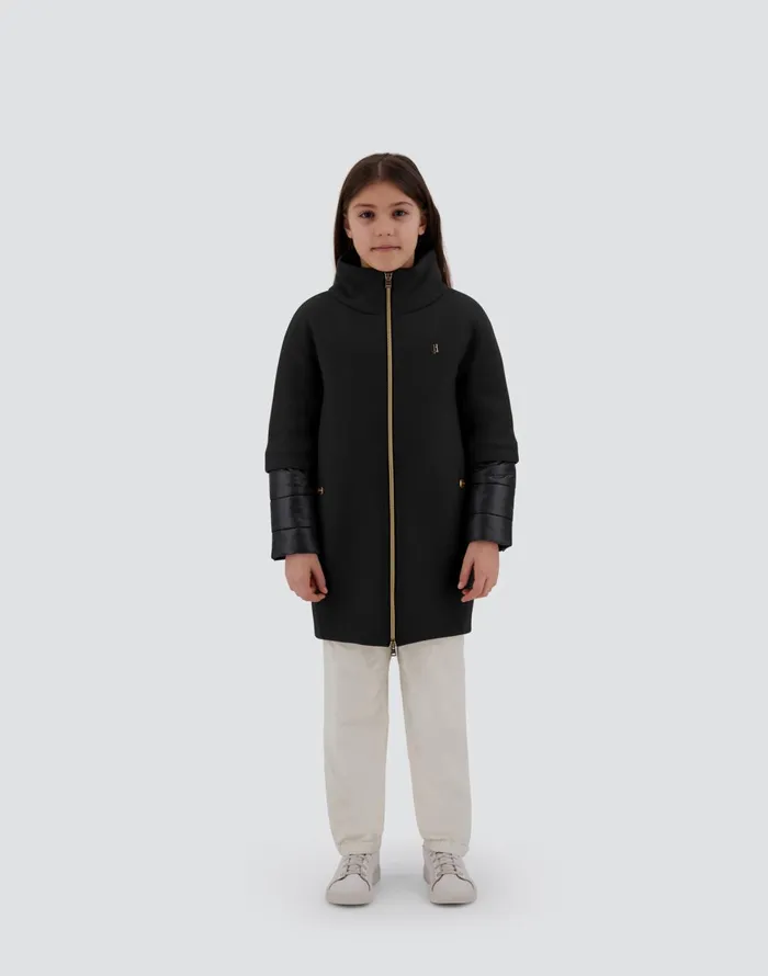 Herno COAT IN ECOWOOL AND NYLON ULTRALIGHT Black Kids Clothing
