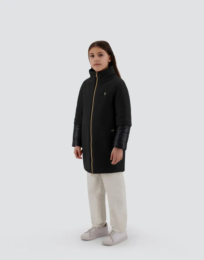 Herno COAT IN ECOWOOL AND NYLON ULTRALIGHT Black Kids Clothing