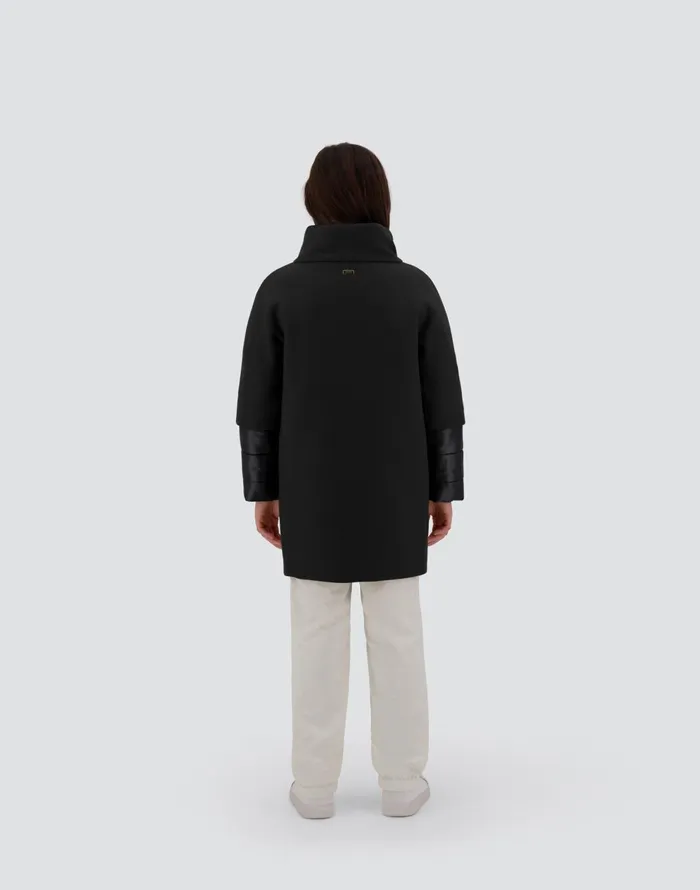 Herno COAT IN ECOWOOL AND NYLON ULTRALIGHT Black Kids Clothing