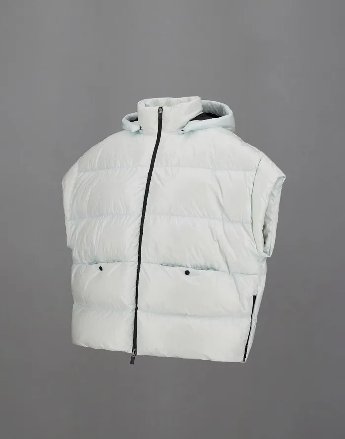 Herno LAMINAR GILET IN 2L GLAZED RIPSTOP Icelight Blue Women Laminar Down Jackets