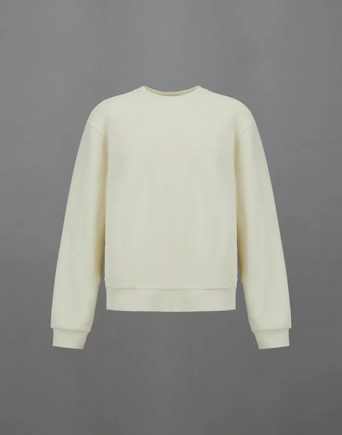 Herno LAMINAR SWEATSHIRT IN HEAVY COTTON Cream Men Sweaters and Cardigan
