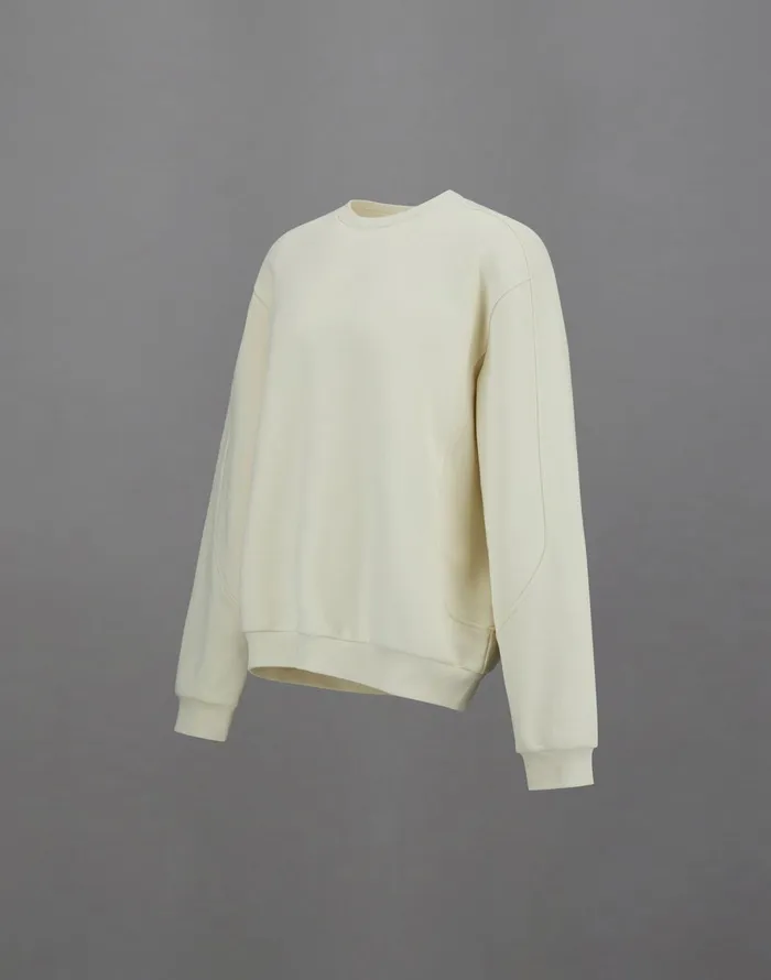 Herno LAMINAR SWEATSHIRT IN HEAVY COTTON Cream Men Sweaters and Cardigan